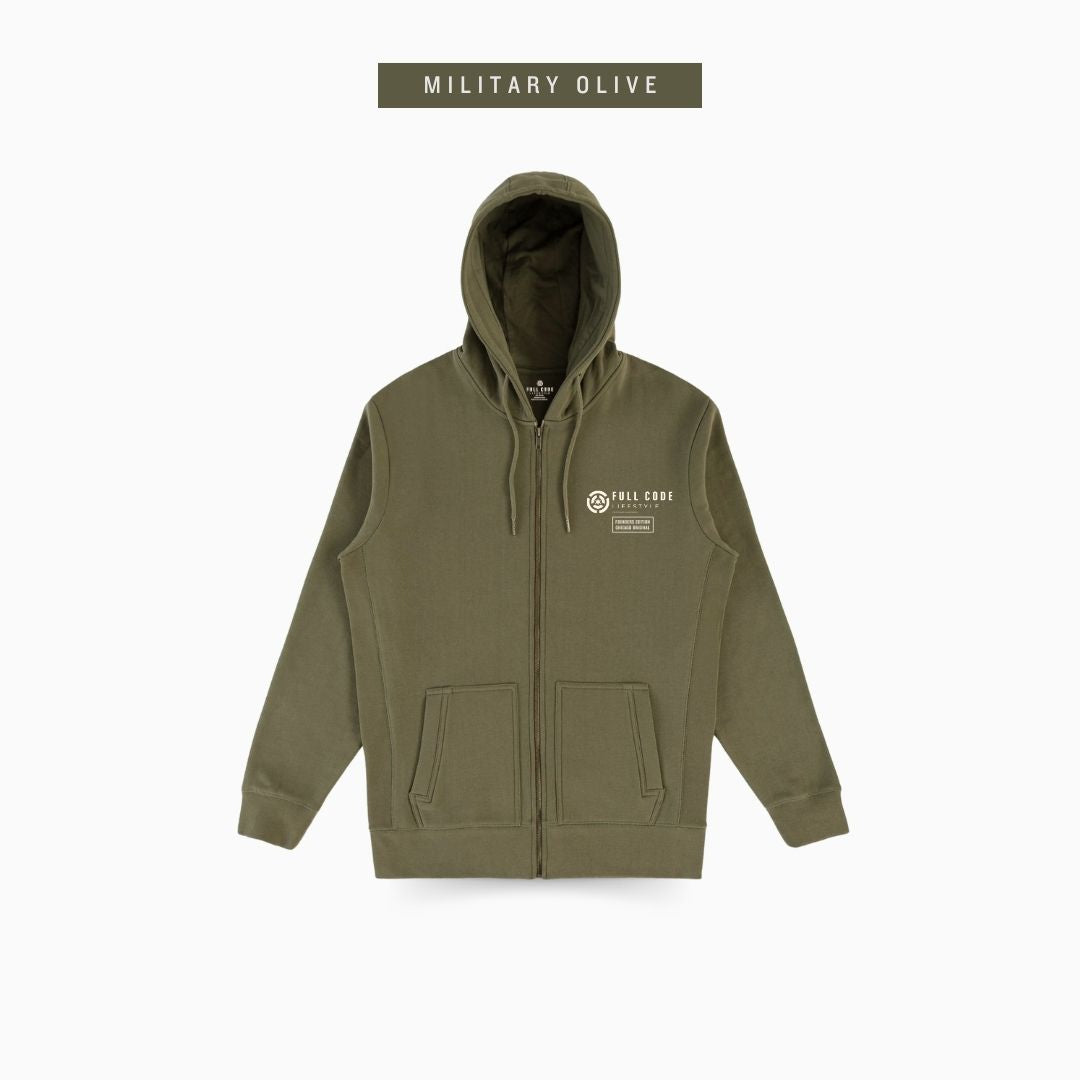 Organic Cotton Zip-up Sweatshirts - Military Olive